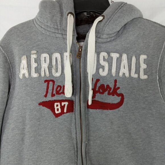 Aeropostale Coat Women Extra Small Zip Up Sherpa Lined Hoodie Grey Brown - Picture 5 of 8